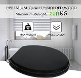 Angel Shield Wood Toilet Seat with Adjustable Soft Close Hinges Black view 5