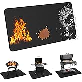 nestery Grill Mats for Outdoor Grill, 60x40in BBQ Matt for Under Grill, Double Sided Rubber Coating, Waterproof and Fireproof Deck Protector Used for Fire Pit, Patio Flooring, Cooking Barbecue Mat