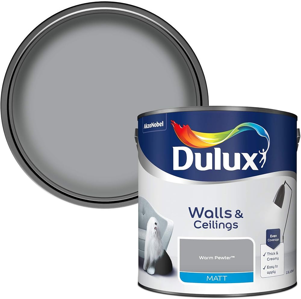 Dulux Walls & Ceilings Matt Emulsion Paint Warm Pewter 2.5L