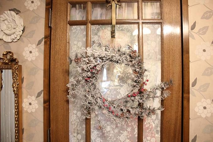 Amazon 直径4156cm スノーリーフリース クリスマスリース ナチュラル オシャレ X Mas クリスマス雑貨 オブジェ リース 玄関 お部屋 リース ホビー