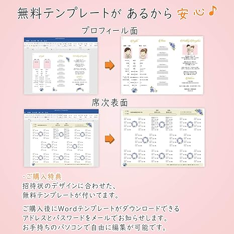 Amazon 名入れ 結婚式 席次表 手作りキット フレッシュブルー ラージリース 10枚 セット 席次表 席札 Aタイプ セット 席次表 文房具 オフィス用品