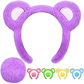 MUKOSEL Bear Ears Headband and Tail Set, Bear Costume Animal Ears Costume for Adult Women Men, Halloween Party Headwear
