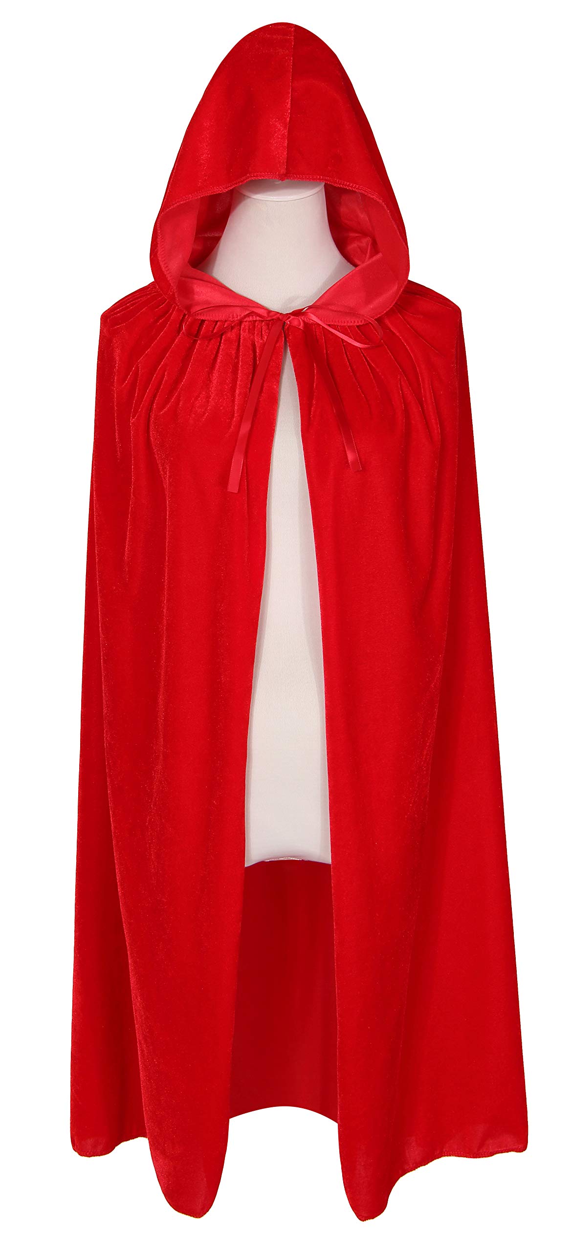 Txian Kids Hooded Velvet Cloak Halloween Christmas Fancy Cape for Kids (Red)