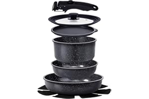 GiPP Ceramic Non Stick Pots and Pans Set,Nonstick Detachable Handle Cookware Sets,Healthy Non Toxic PFAS PFOA & PTFE Free, Di