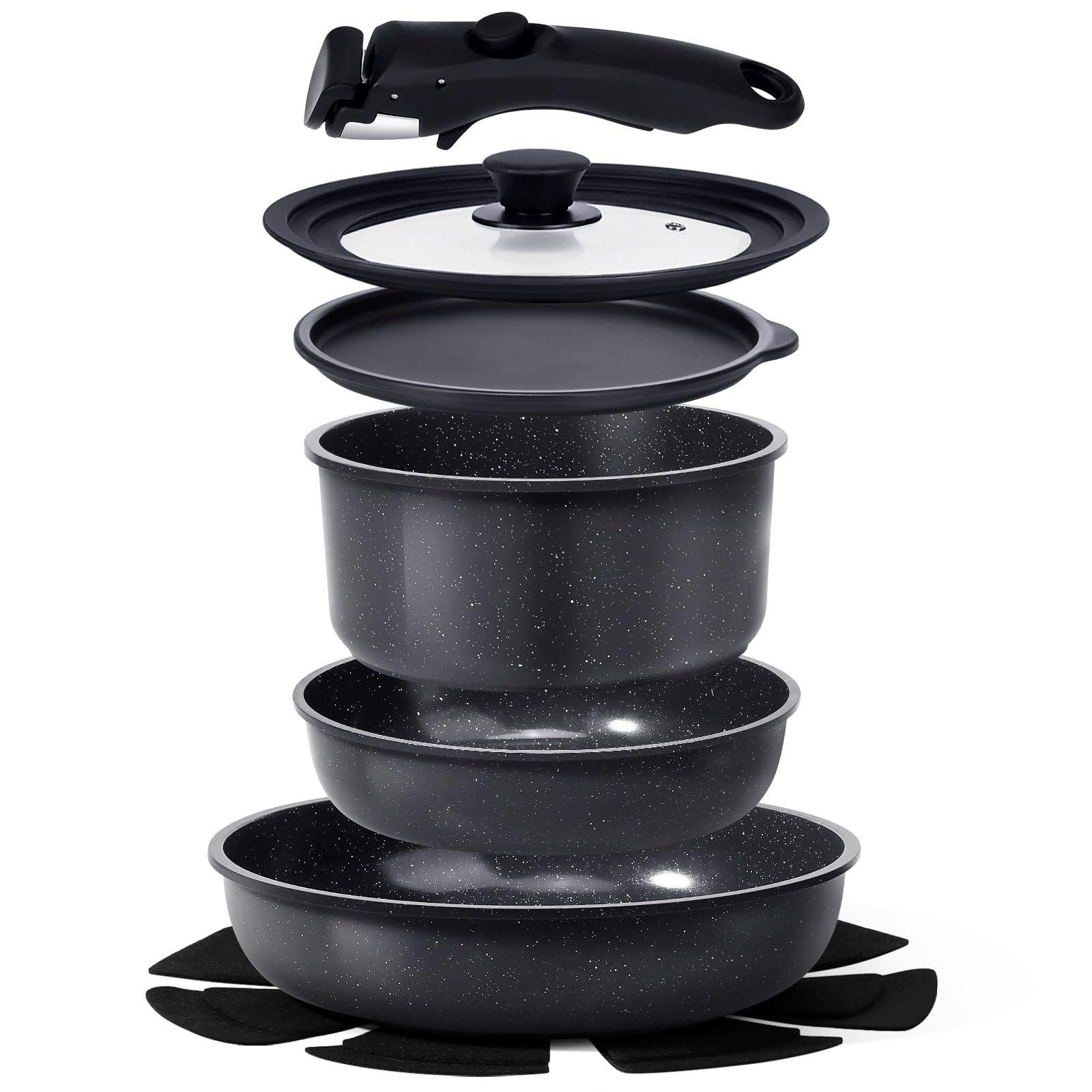 Photo 1 of GiPP Ceramic Non Stick Pots and Pans Set,Nonstick Detachable Handle Cookware Sets,Healthy Non Toxic PFAS PFOA & PTFE Free, Dishwasher ?Oven Safe, Induction Kitchen Pot and Pan, 8 Piece Grey