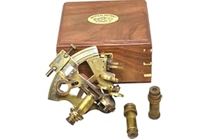 A S HANDICRAFTS Vintage Style Sextant Brass Nautical Antique Instrument Ship/Celestial & Nautical with Two Extra Sighting Telescope Ship History Navigational Instrument Sextant