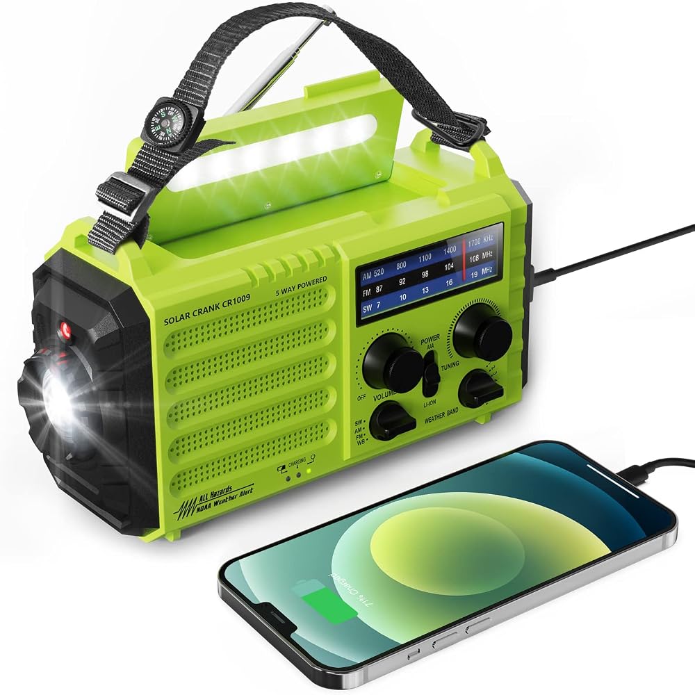 Mesqool Solar Hand Crank Radio 5-Way Powered AM FM SW Emergency Radio
