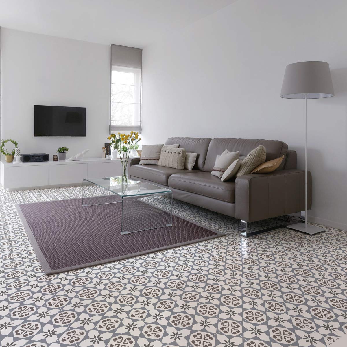 Ambiance-Live col-floor-RV-0583_60 x 60 cm Vinyl Tile Stickers, Rosaria, 60 x 60 cm