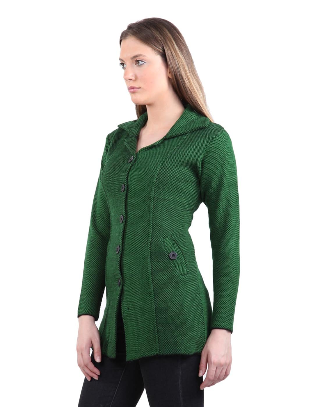 montrex acro wool winter long coat for women, girls (green)