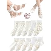 BEHELE Toddler Baby Girl Lace Mesh Crew Socks, Princess Mary Jane Dress Socks, 10 Pairs