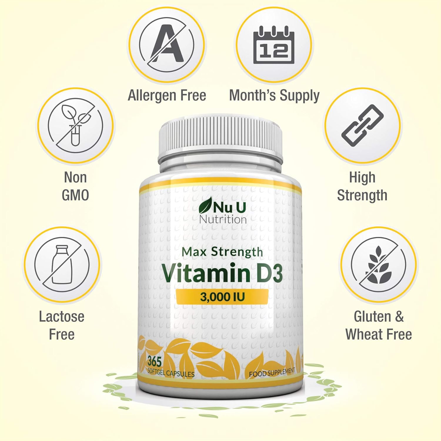 Vitamin D 3000IU, 365 Softgel Capsules, 1 Year Supply, Triple Strength Vitamin D3 Supplement, High Absorption Cholecalciferol - Image 4