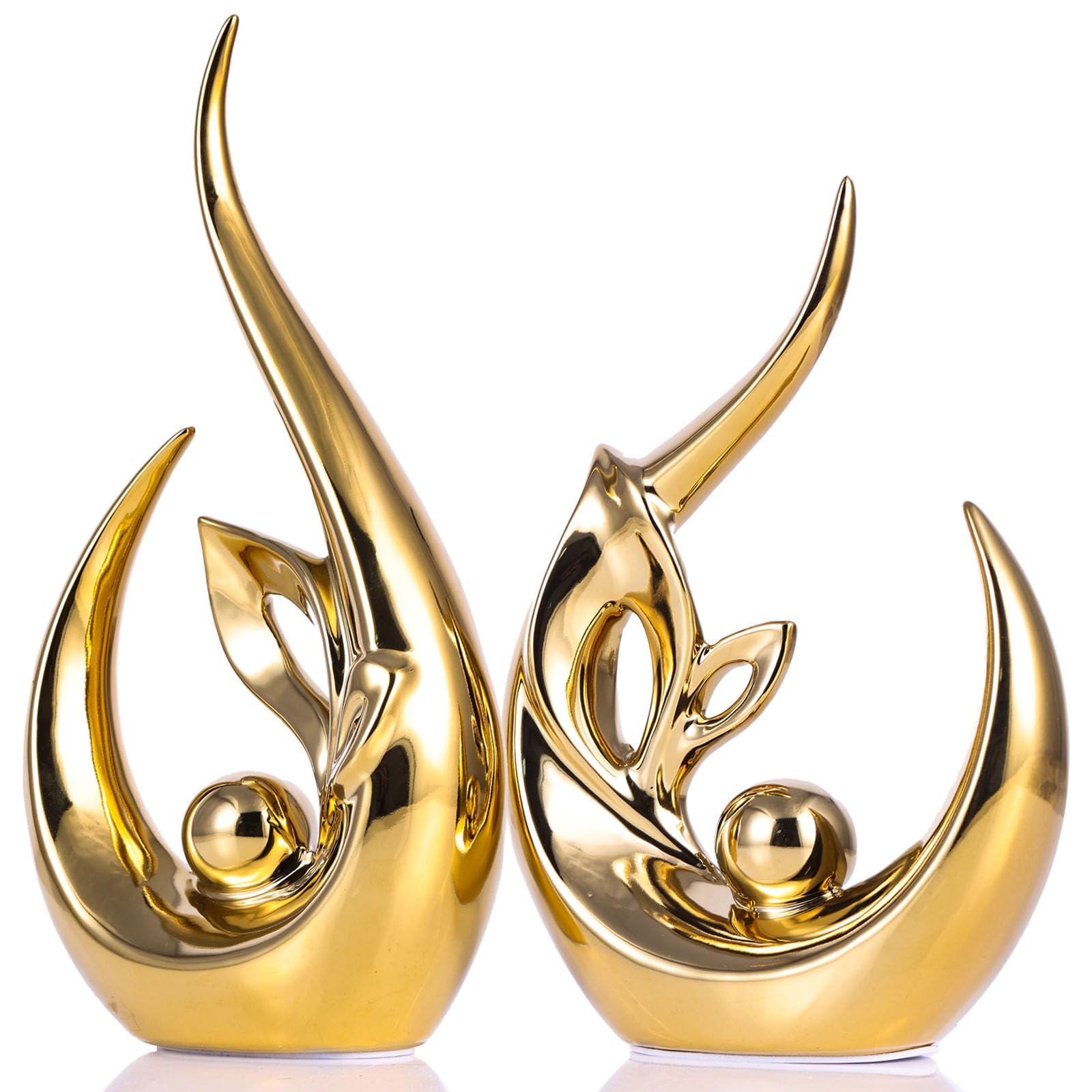 Photo 1 of XMGZQ Glossy Gold Ceramic Statues for Home Décor Accents,Abstract Art Mid Century Modern Decor,Elegante Centerpiece Table Decorations,Gold Sculpture for Entryway,Shelf,Tv Stand,Mantel,Coffee Table
