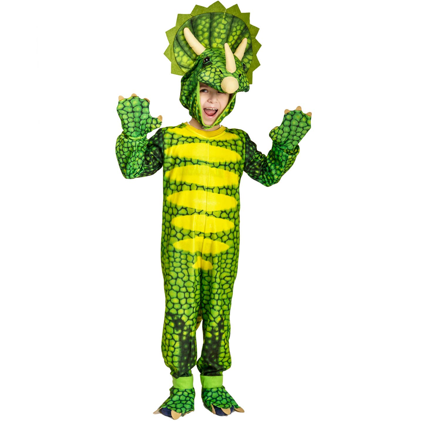 SEA HARE Kids' Dinosaur Costume Animal Fancy Dress(Triceratops/Tyrannosaurus/Stegosaurus) (XS:3-4years, Triceratops)