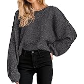 Jumppmile Women Oversized Cropped Sweater Long Sleeve Crewneck Crop 2026 Fall Winter Pullover