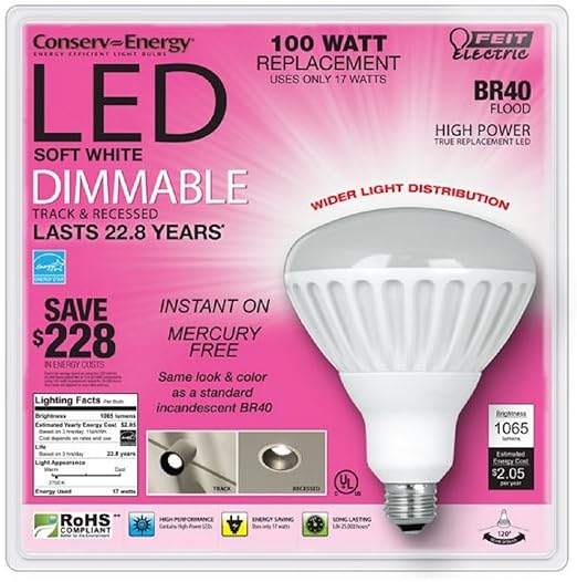 Feit Electric ConservEnergy Dimmable BR40 LED 17 Watt Flood Light Bulb