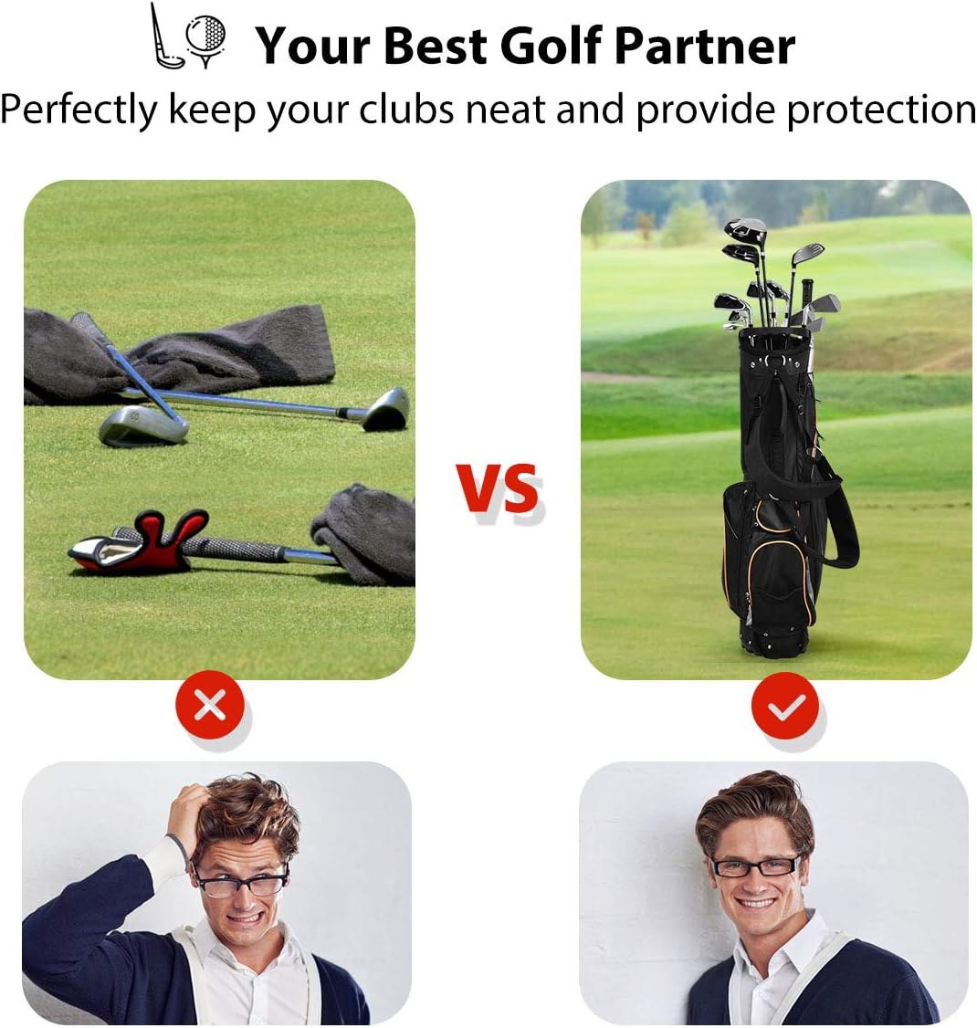 Tangkula Golf Bag 7 Way Divider Light Weight Portable Golf Cart Bag Waterproof Wear-Resistant Durable Fabric Easy Carry Space Saving Womens Mens Golf Stand Bag, Black : Sports & Outdoors