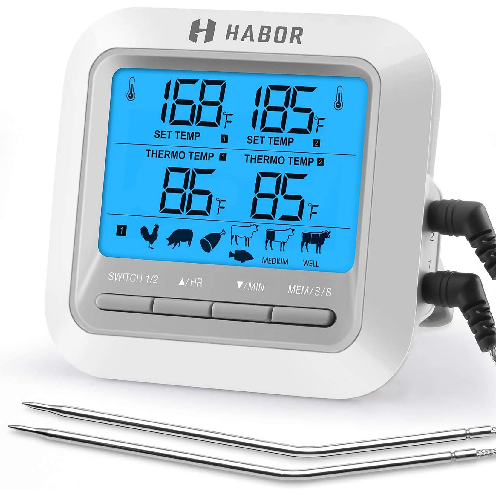 Meat Thermometer, Habor Barbecue Thermometer 2 Probes Cooking