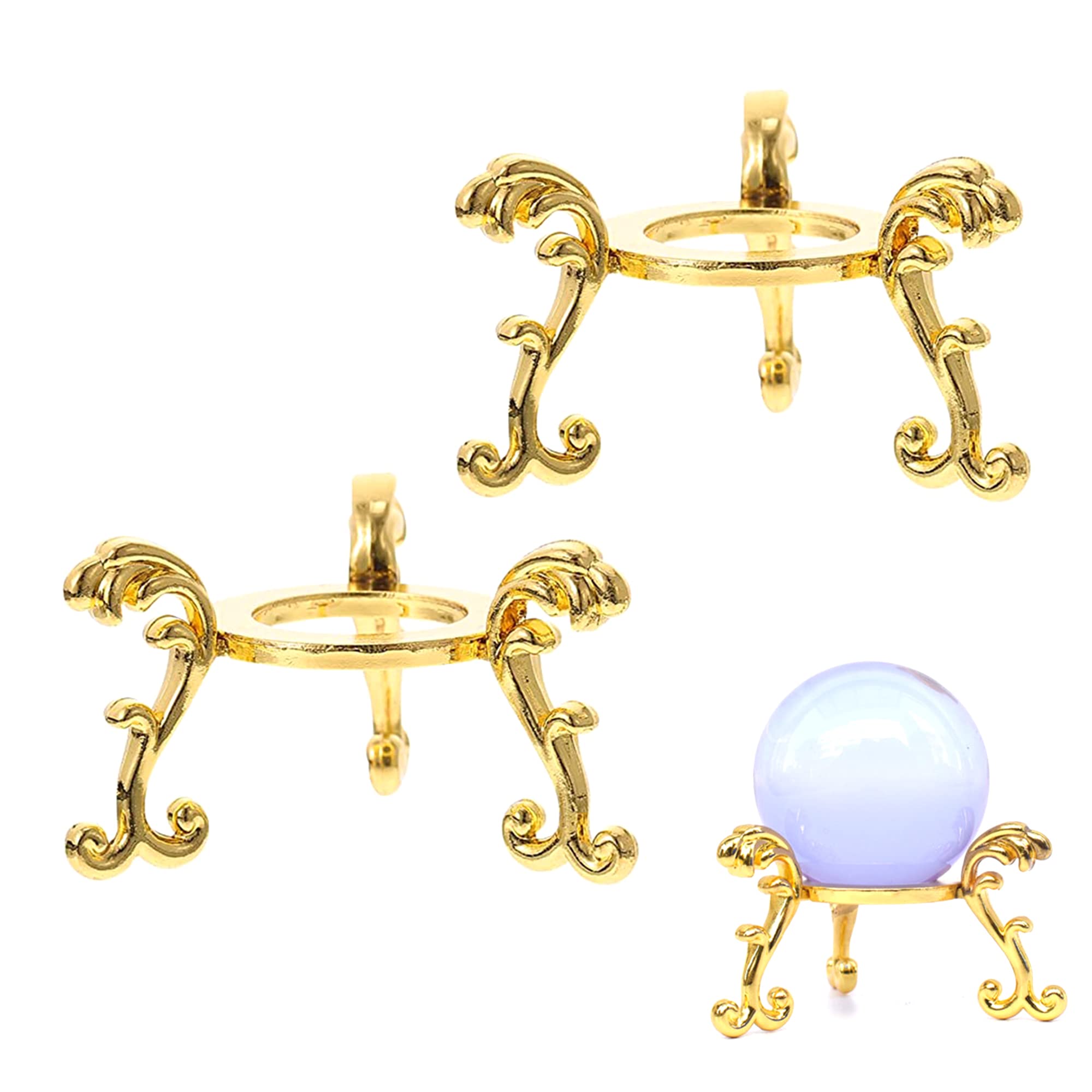 LONGHAO Metal Crystal Ball Holder for Diamond Balls Alloy, Modern Minimalist Design, Widely Used, Diameter 80-120 mm (Gold), Pack of 3