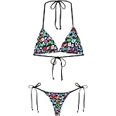 OnlyFans Women's Triangle Bikini Set &ndash; Halter Swimsuit with Adjustable Tie Straps, Two-Piece Bathing Suit