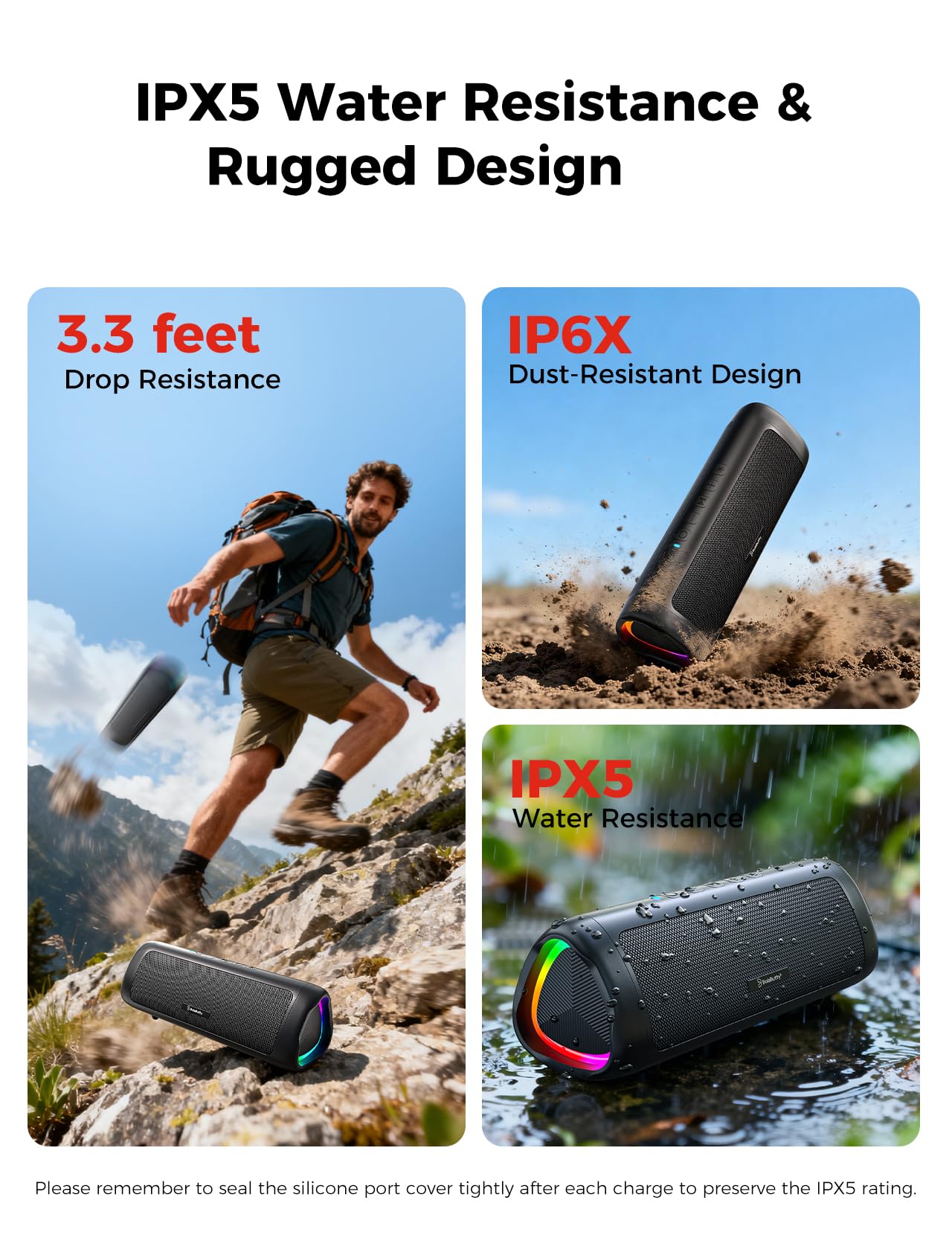 Bluetooth Speaker Gifts for Men: Portable Wireless, IPX5 Waterproof, White Elephant Gifts for Adults, Stocking Stuffers for Teens Boy Girl, Up to 20H Playtime, TWS Pair, for Home/Party/Outdoor (Black)