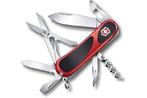 Victorinox Evolution 14 Grip Swiss Army Knife, 14 Functions, Swiss Made Pocket Knife with Large Blade, Screwdriver and Corkscrew - Red/Black