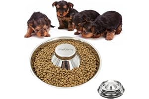 SHELDAMY Puppy Dog Bowl, Stainless Steel Multiple Puppies Feeder, Dogs Basic Food and Water Bowls Weaning Dish for Small, Medium and Large Dogs Pets