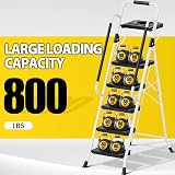 KINGRACK Folding 5-Step Ladder 800 lbs Capacity Safe Lock Handrail Tool Tray view 2