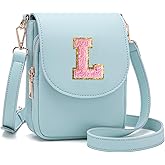 Viverte Crossbody Purse for Teen Girls Small Initial Cell Phone Toddler Purse Leather Triple Compartment Crossbody Bags