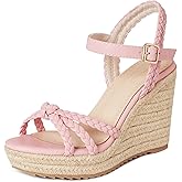 mikarka Espadrille Wedge Sandals for Women Braided Knot Ankle Strap Open Toe Platform Sandals