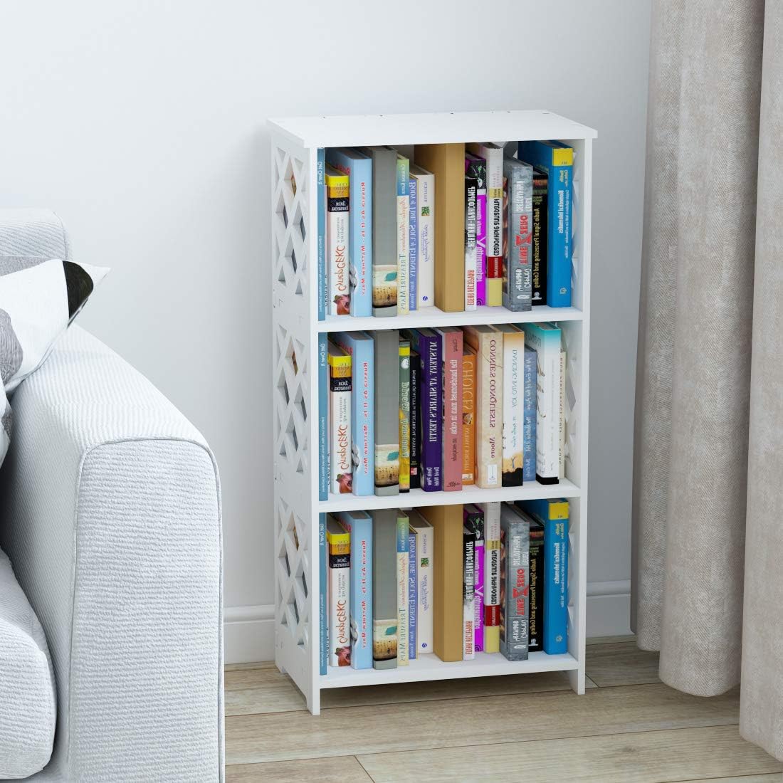 Rerii Bookcase, 3 Tier Kids Small Bookshelf, Book Organizer Storage Case Open Shelf Rack, Display Shelves for Bedroom Living Room Bathroom Office, White: Furniture & Decor