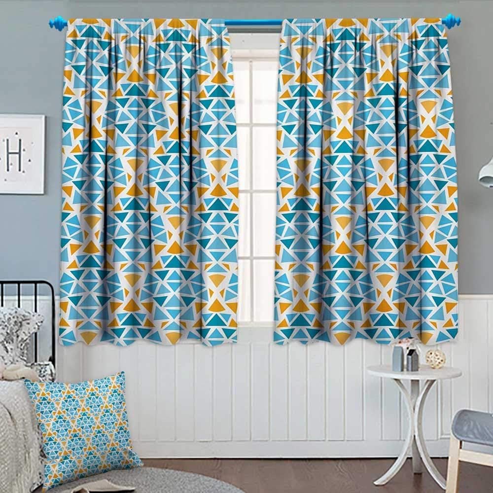 Affegunine Yellow and Blue,Blackout Curtain,Diamond Shaped Triangle