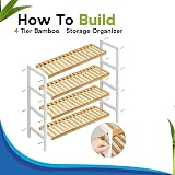 1ABOVE Bamboo Shoe Rack Plant Rack 4 Tier White Natural view 2