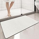 PROOVEELLY Diatomaceous Earth Bath mat Bathroom Rugs Super Absorbent Quick Dry Non Slip Bath Mat Thin Bathroom Floor Mats Fit Under Door-Shower Rug for in Front of Bathtub Shower, Beige, 15.7"*23.6"