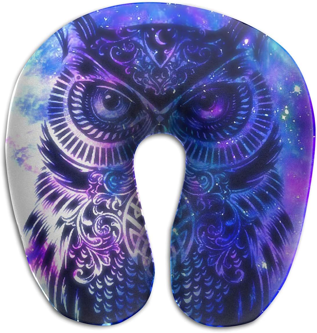 DMN U-Shaped Neck Pillow Blue Owl Pillows Soft Portable for Travel Reading Sleeping