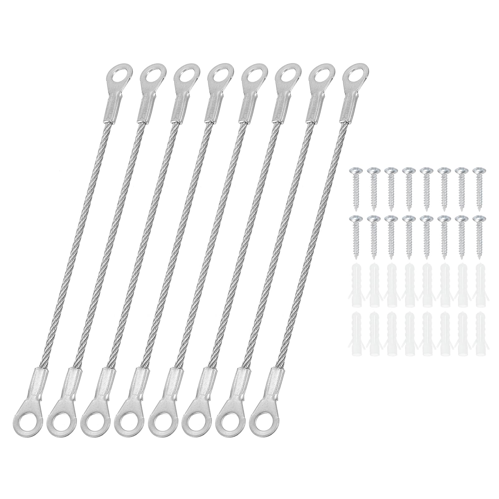 PATIKIL Cabinet Door Restraint Kit 2mm x 10cm, 8 Pack Stainless Steel Flexible Braided Cable Door Hinge Limiter for Limiting Chest Cupboard Door Opening Angle Swing