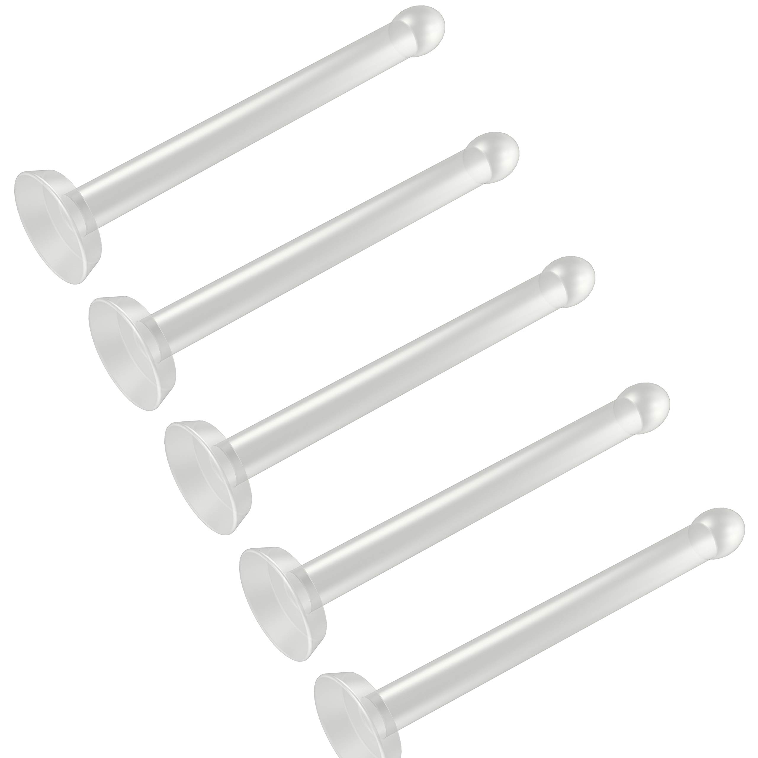 5pc 20g 0.8mm Nose Bar Retainer Keeper Stud BioFlex Flexible Clear Bioplast Flat Invisible Nostril Piercing Rings 6mm