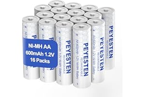 PEYESTEN Rechargeable NiMh AA Batteries 600mAh 1.2V Double A Batteries for Solar Garden Lights, Pathway Lights, Home Device, 