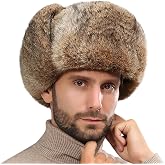 Winter Trapper Trooper Hat Faux Fur Russian Ushanka Hat Windproof Warm Hunting Cap Fuzzy Skiing Cap Unisex