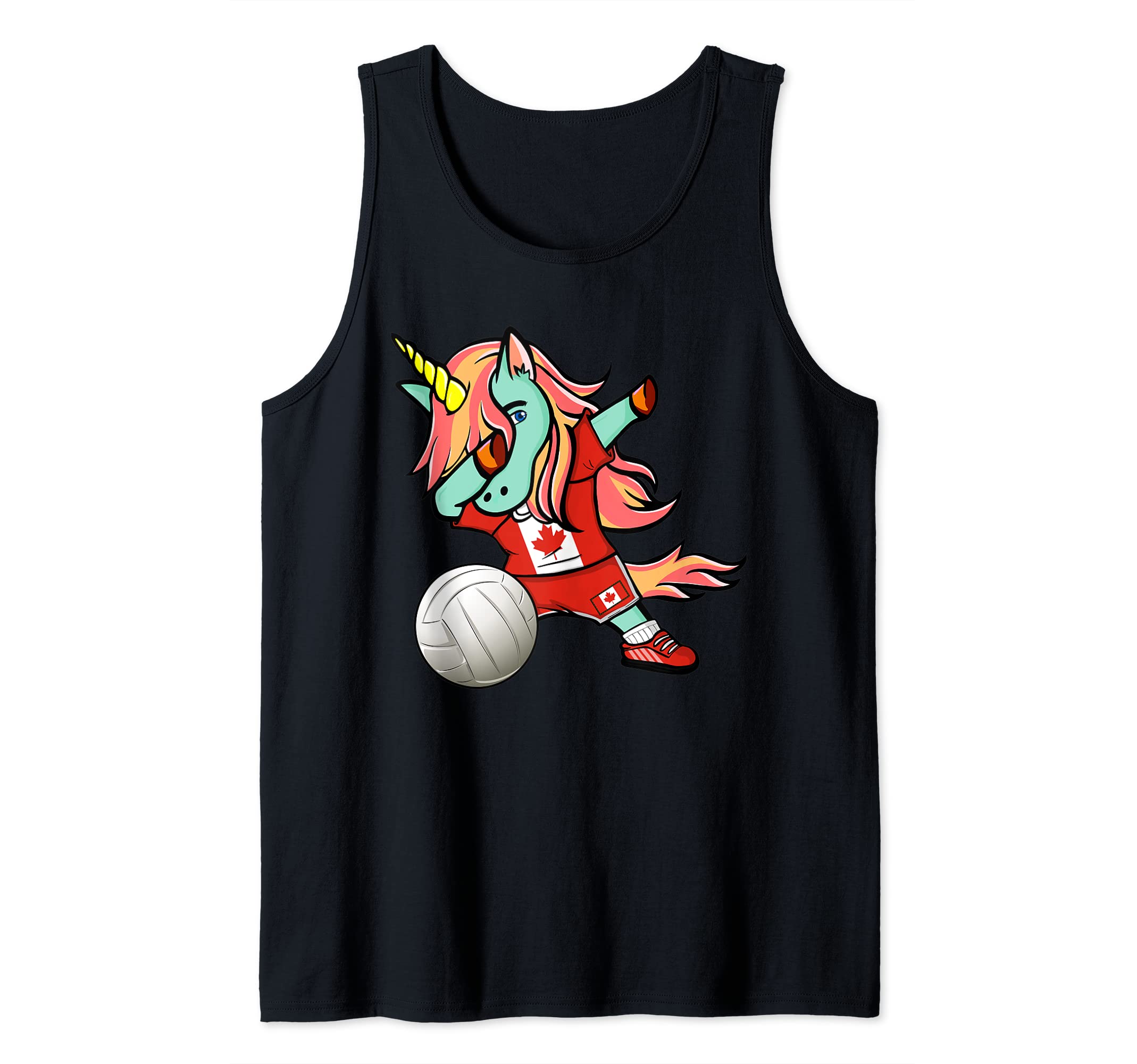 Dabbing Unicorn Canada Volleyball Lover Jersey Canadian Flag Tank Top