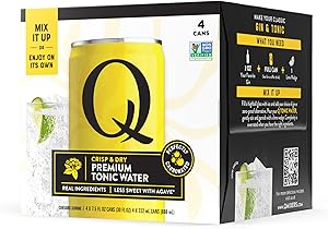 Q Mixers Tonic Water, Premium Cocktail Mixer Made with Real Ingredients, 7.5 fl oz cans (Pack of 4)