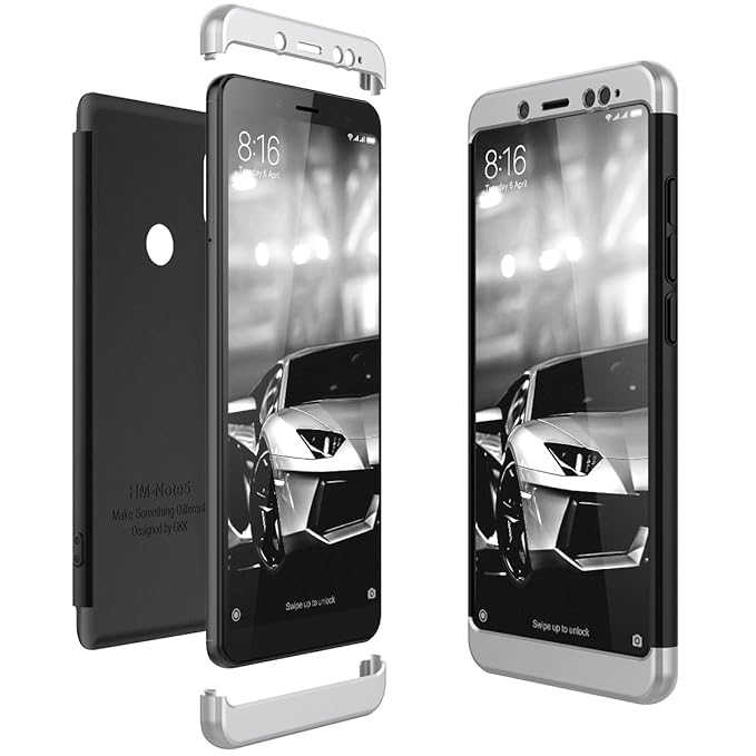 CE-Link für Xiaomi Redmi Note 5 Hülle Hardcase 3 in 1 Handyhülle 360 Ultra Dünn Slim Schutz Hard Schutzhülle Bumper - Silber 