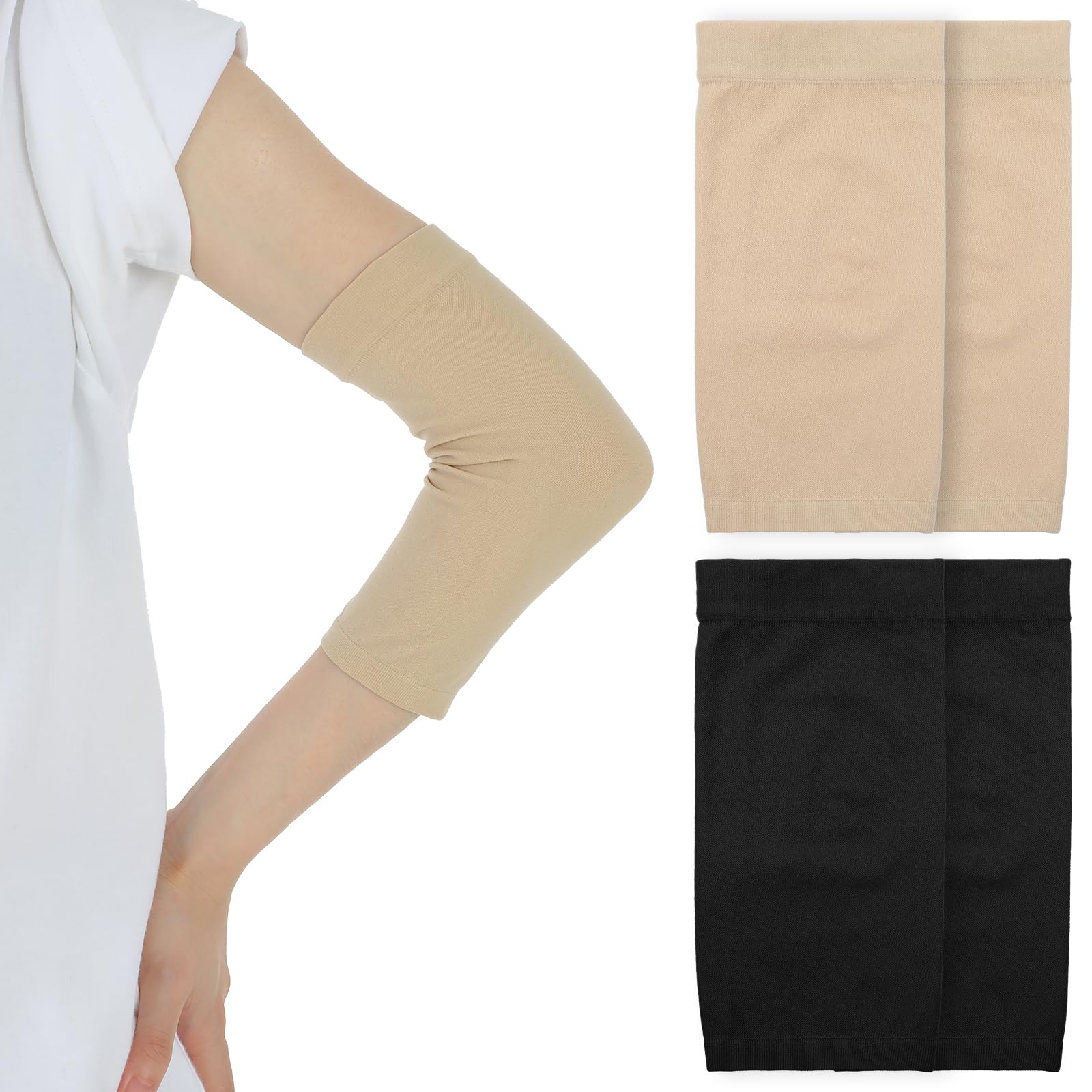 Photo 1 of Sorcristy 2 Pairs Forearm Tattoo Cover up Compression Sleeves Tattoo Covers Hand Cover up Sleeve Band Concealer Support UV Arm Sleeves for Women Men (Black, Nude,7.8 X 3.9 Inch)