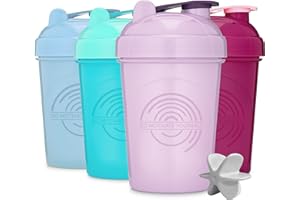 GOMOYO 4-Pack - 20oz Shaker Bottle, Blender Protein Shaker Whisk, Bulk Protein Drink and Pre-Workout Shaker Cups, Dishwasher Safe & BPA Free