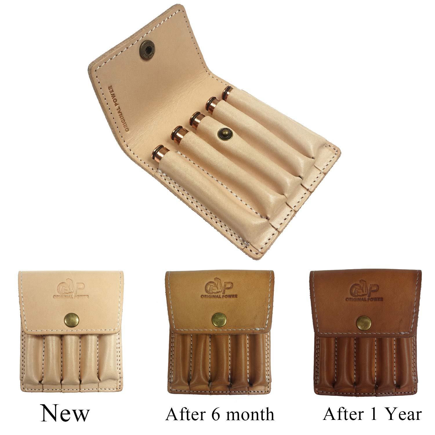 Buy op original power Thick Leather Ammo Pouch Wallet, Heavy St 5 Round