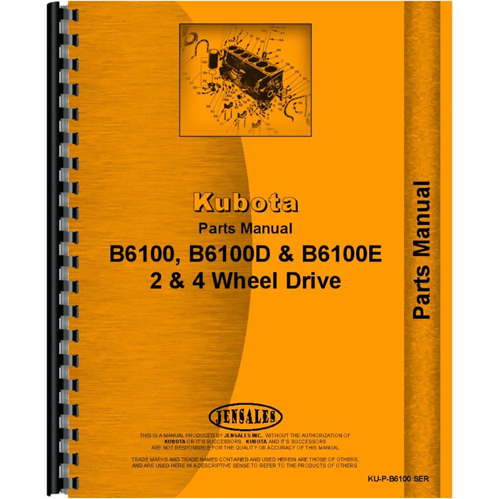 New Kubota B6100 Tractor Parts Manual Spiral-bound