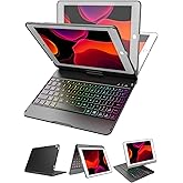 MMK for iPad 6th Generation Case with Keyboard | Compatible with iPad 5th Gen (2017) & iPad Air (1st, 2th Gen | 2013, 2014) & iPad Pro 9.7 inch (2016) | 10 Color Backlight & 360 Rotation-Black