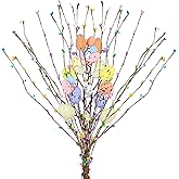 ToBeIT 26pcs Easter Egg Flower Stems Decorations Artificial Easter Spray Vine Eggs Spring Flowers with Easter Egg for Flower Arrangements Wreath Centerpiece