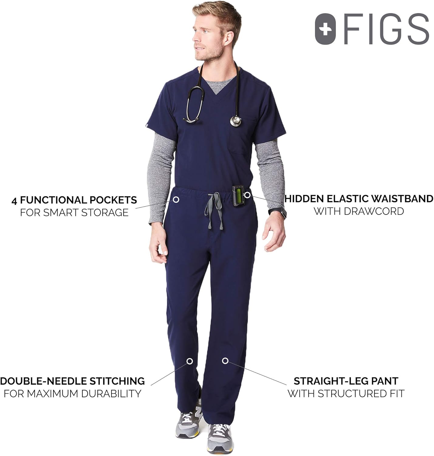 FIGS Pisco Basic Scrub Pants for Men – Tailored Fit, Super Soft Stretch, Anti-Wrinkle Medical Scrub Pants: Clothing