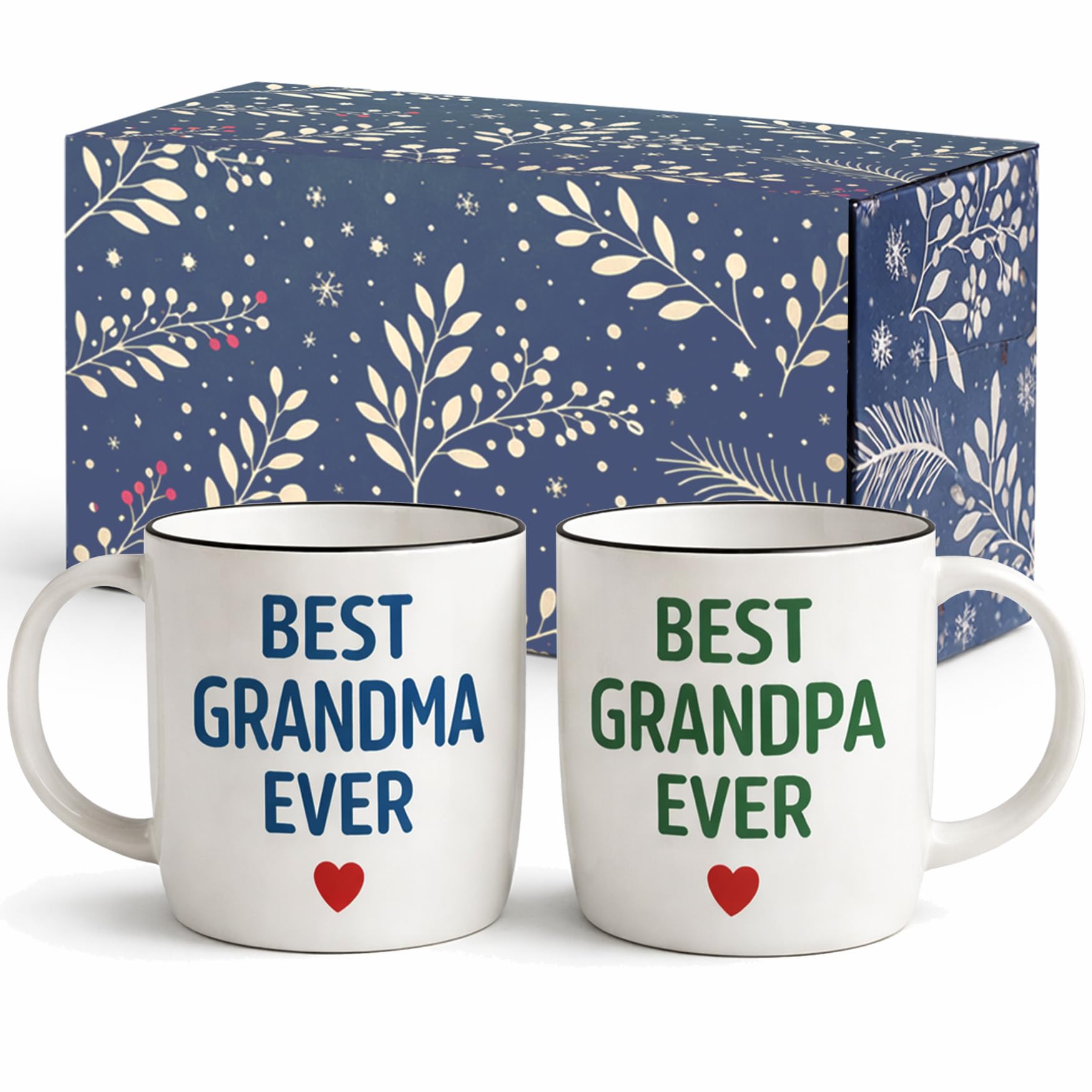 Triple Gifffted Best Ever Grandparents Gifts from Grandkids, Grandma and Grandad Coffee Mugs, Gift Idea on Christmas from Grandchildren, Grandson, Granddaughter, Mothers Day, Ceramic Cup, 380ML