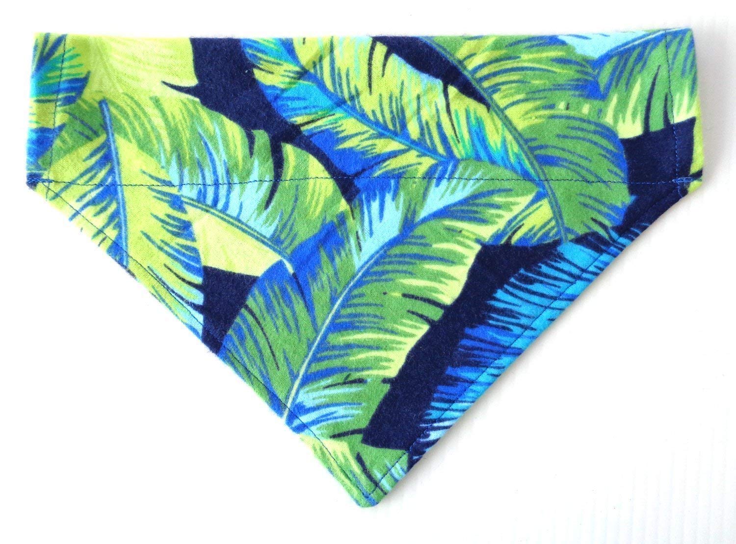 Tropical Blue Green Hawaiian Print Flannel Over the Collar Slip Through Thread Thru